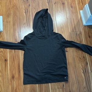 Black Hooded Long Sleeve Top